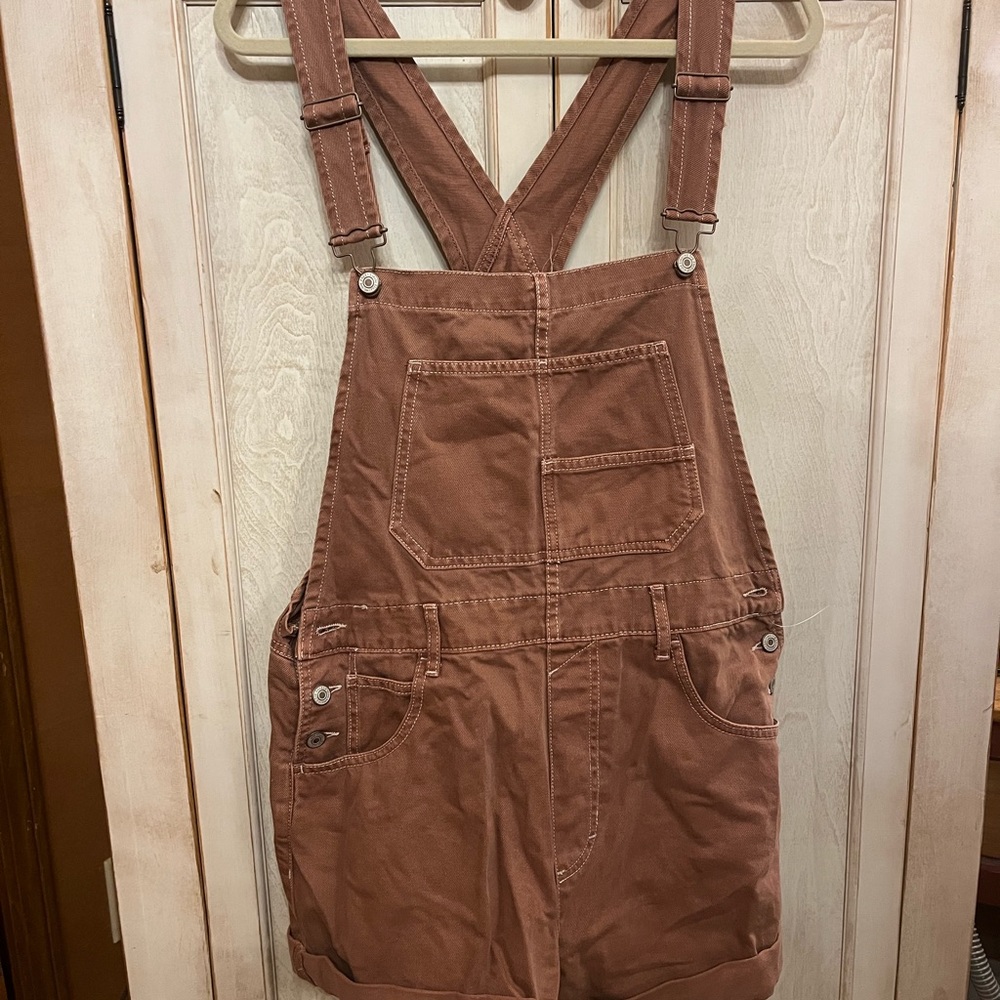 We The Free Ziggy Denim Shortalls Size Large in Sand Dune